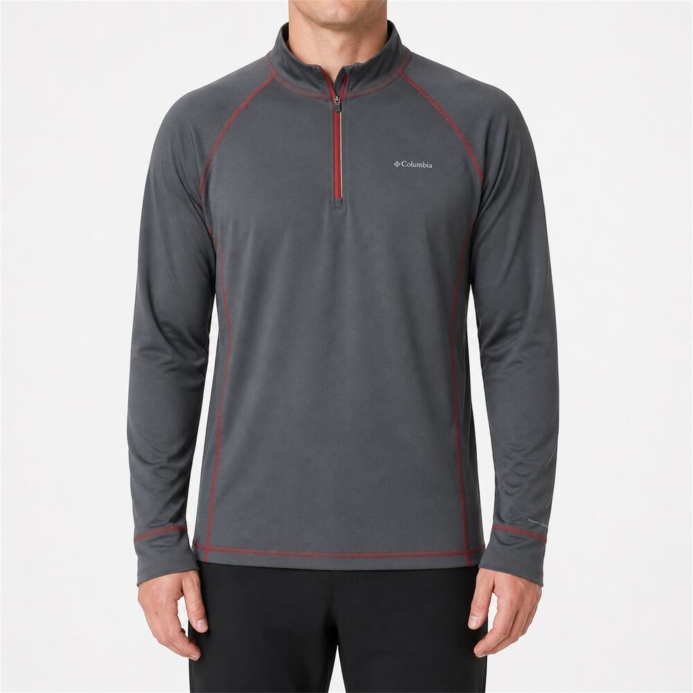 Columbia Omni-Shade Shirt Mens Large Gray Thumbhole Mock Neck 1/4 Zip